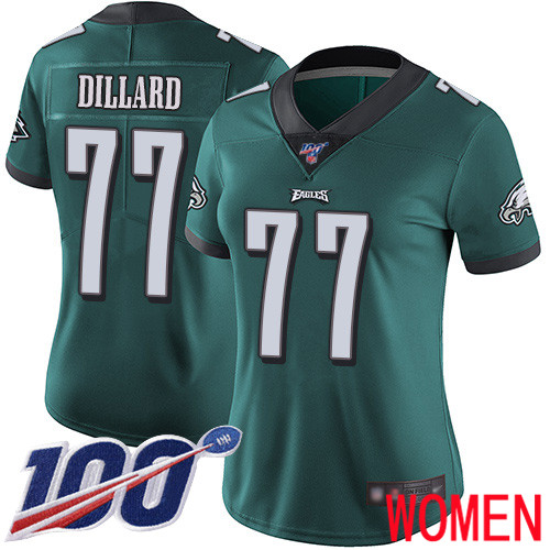 Women Philadelphia Eagles #77 Andre Dillard Midnight Green Team Color Vapor Untouchable NFL Jersey Limited 100th